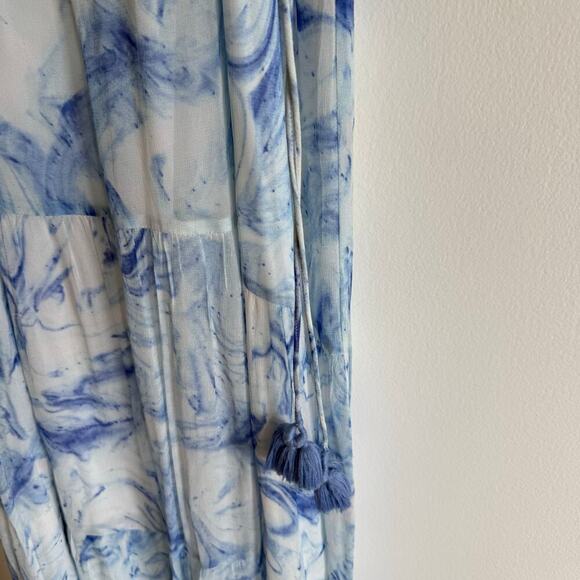 SAYLOR Annela Ultramarine Marble Halter Midi/Maxi Dress Cottagecore Prairie Sz L - Picture 5 of 11